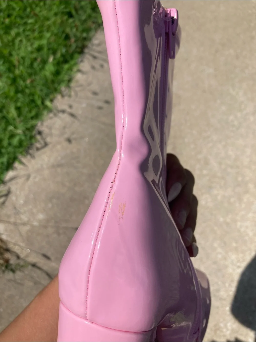 Steve Madden Pink Patent Block Heel Ankle Boots